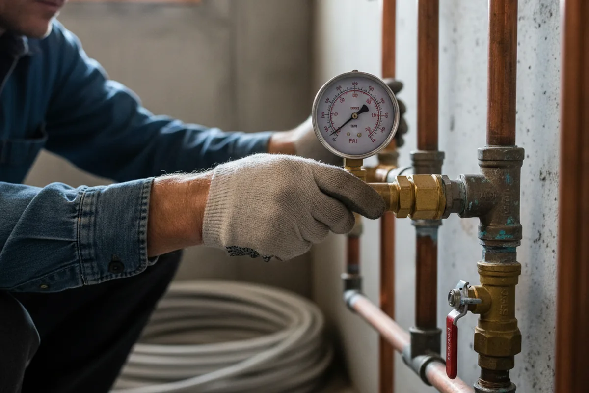 Pressure testing a repaired line during Water Line Repair in North Liberty