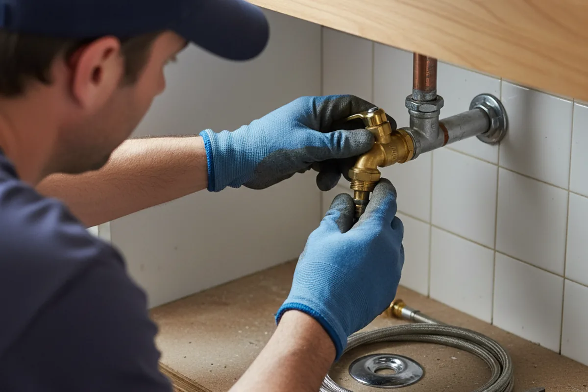 Shutoff valve and fitting work during Burst Pipe Repair in North Liberty